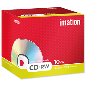 Imation CD-RW Rewritable Disk Cased 4x-12x Speed 80min 700MB Ref i19002 [Pack 10]