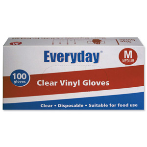Everyday Clear Vinyl Gloves Medium Ref 5049/GL6422 [Box 100]