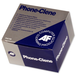 AF Phone-Clene Cleaning Wipes for Telephone Bactericidal Ref PHC100 [Pack 100]