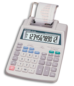 Aurora Calculator Printing Currency and Tax 12 Digit Battery and Mains 147x244x58mm Ref PR710