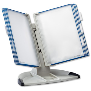 Tarifold Office Desk Display Stand with 5 Clip-on Index Tabs and 10 Pockets A4 Blue Ref 734301