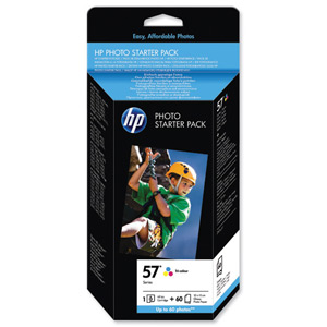 Hewlett Packard [HP] No. 57 Photo Starter Pack Tri-Colour Cartridge 60 Sheets 10x15cm Paper Ref Q7942AE