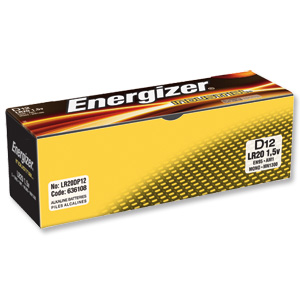 Energizer Industrial Battery Long Life LR20 1.5V D Ref 636108 [Pack 12]