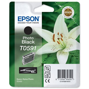 Epson T0591 Inkjet Cartridge Lilly Photo Black Ref C13T05914010 Ident: 804A