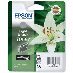 Epson T0597 Inkjet Cartridge Lilly Light Black Ref C13T05974010