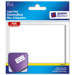 Avery Classic Label Pad Multi-Use Write-On Removable 101x50mm White Ref 45444 [40 Labels]