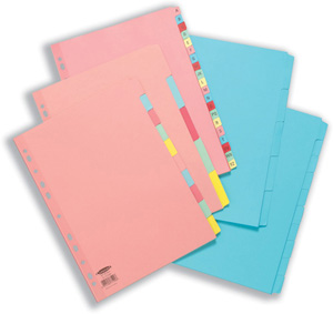 Concord Subject Dividers 230 Micron Reinforced 5-Part A4 Blue Ref 76703/67
