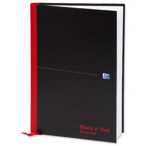 Black n Red Book Casebound Recycled 90gsm 192pp A4 Ref 100080530 [Pack 5]