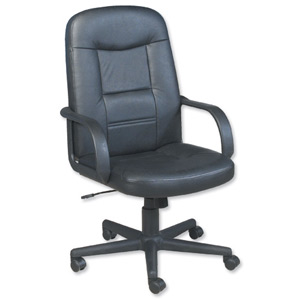 Trexus Intro Managers Armchair Leather Tilt Back H630mm Seat W640xD490x450-540mm Black