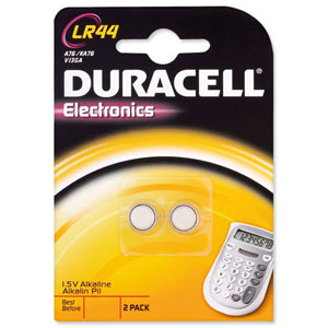 Duracell Battery Alkaline for Calculator or Pager 1.5V Ref LR44 [Pack 2] Ident: 647A