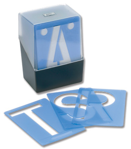 Helix Stencil Set of Letters Numbers and /p Symbols 150mm for Upper Case 42-piece Ref H70020