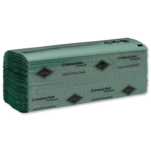 Hostess Hand Towels Single Ply 224 Sheets per Sleeve 240x240mm Green Ref 6871 [24 Sleeves]