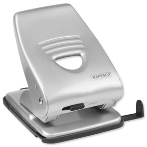 Rapesco 835M Punch 2-Hole Metal Heavy-duty with Lock-down Handle Capacity 40x 80gsm Silver Ref 1024