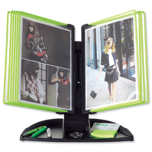 Tarifold Office Desk Display Stand with 5 Clip-on Index Tabs and 10 Green Pockets A4 Black Ref 734335