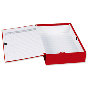 Concord Classic Box File Paper-lock Finger-pull and Catch 75mm Spine Foolscap Red Ref C1279 [Pack 5]
