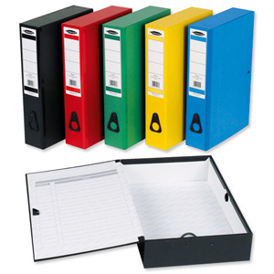 Concord Classic Box File Paper-lock Finger-pull and Catch 75mm Spine Foolscap Assorted Ref C1289 [Pack 5]