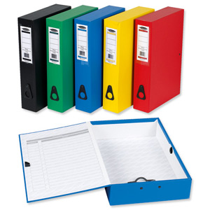 Concord Classic Box File Polypropylene Paper-lock 75mm Spine Foolscap Assorted Ref C13084 [Pack 5]