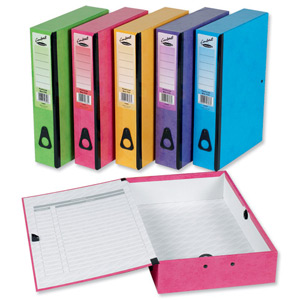 Concord Contrast Box File Laminated Paper-lock 75mm Spine Foolscap Lime Ref 13481 [Pack 5]