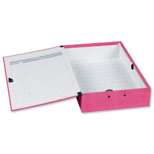Concord Contrast Box File Laminated Paper-lock 75mm Spine Foolscap Raspberry Ref 13483 [Pack 5]