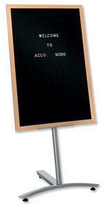 Nobo Welcome Foyer Board on Stand with Characters Beech Frame W600xH900mm Black Ref 1901923