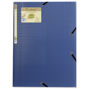 Exacompta Forever Folder Recycled Polypropylene Elasticated 3-Flap A4 Blue Ref 551572E [Pack 15]