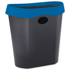 Avery Infinity Waste Bin Oval Flat-backed Removable Rim 18 Litres Blue and Grey Ref INF7BG