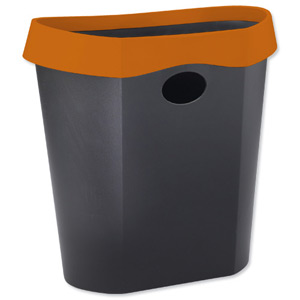 Avery Infinity Waste Bin Oval Flat-backed Removable Rim 18 Litres Orange and Grey Ref INF7OG