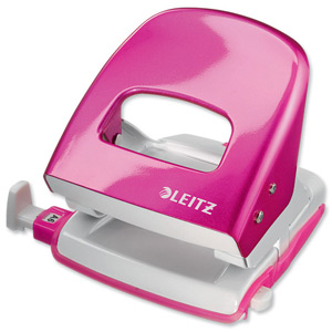 Leitz 5008 Punch 2-Hole Medium-duty Durable Metal Capacity 30x 80gsm Metallic Pink Ref 50082023