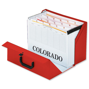 Rexel Colorado Expanding Box File A-Z Foolscap Red Ref 31718EAST