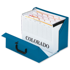 Rexel Colorado Expanding Box File A-Z Foolscap Blue Ref 31713EAST