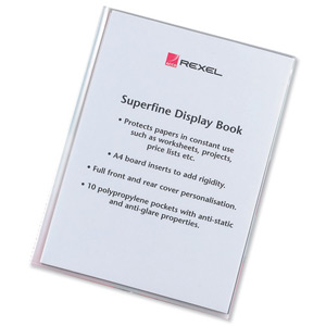 Rexel Superfine Display Book with Index Sheet 10 Pockets A4 Clear Ref 10510 [Pack 15]