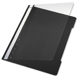 Leitz Standard Data Files Semi-rigid PVC Clear Front 20mm Title Strip A4 Black Ref 4191-00-95 [Pack 25]