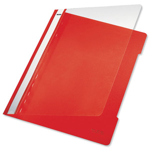 Leitz Standard Data Files Semi-rigid PVC Clear Front 20mm Title Strip A4 Red Ref 4191-00-25 [Pack 25]