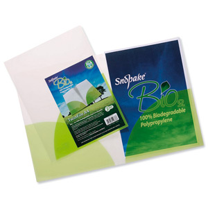 Snopake Bio2 Twinfile Biodegradable Polypropylene with Two Green Pockets A4 Clear Ref 15442 [Pack 5]