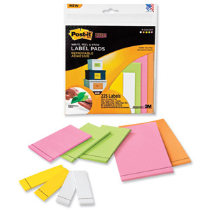 Post-It Super Sticky Label Pads 15.8x57.1mm 47.6x73mm 73x117mm Assorted Ref 2900-M9 [225 Labels]