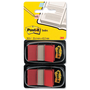 Post-it Index Flags 50 per Pack 25mm Red Ref 680-RDEU [Pack 2]