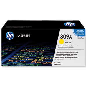 Hewlett Packard [HP] No. 309A Laser Toner Cartridge Page Life 4000pp Yellow Ref Q2672A Ident: 817B