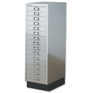 Bisley Multidrawer Cabinet Non-locking 15-Drawer each H51mm W279xD408xH940mm Goose Grey Ref 39-15