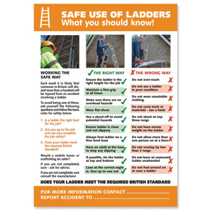 Stewart Superior Safe Use of Ladders Laminated Guidance Poster W420xH595mm Ref HS109