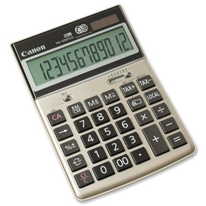 Canon HS-1200TCG Calculator Desktop Battery/Solar Tax 12 Digit Grey Gold Ref 2500B001AA/4AA