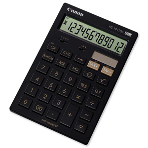 Canon HS-121TGA Calculator Desktop Battery/Solar-power Tax 12 Digit 1 Memory Key Black Ref 4065B002AA