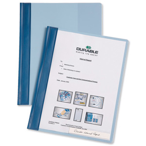 Durable Management Flat File Plastic Clear Front A4 Plus Blue Ref 2510/06 [Pack 25]