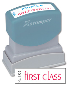 Xstamper Word Stamp Pre-inked Reinkable - First Class - W42xD13mm Ref X1332