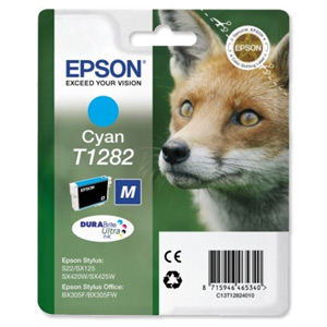 Epson T1282 Inkjet Cartridge DURABrite Fox Capacity 3.5ml Cyan Ref C13T12824011 Ident: 805B