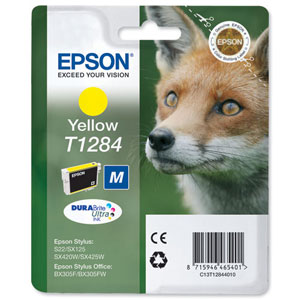 Epson T1284 Inkjet Cartridge DURABrite Fox Capacity 3.5ml Yellow Ref C13T12844011