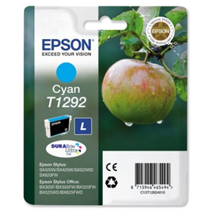 Epson T1292 Inkjet Cartridge DURABrite Apple L Capacity 7ml Cyan Ref C13T12924011