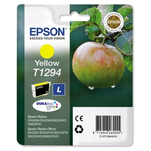 Epson T1294 Inkjet Cartridge DURABrite Apple L Capacity 7ml Yellow Ref C13T12944011 Ident: 697A