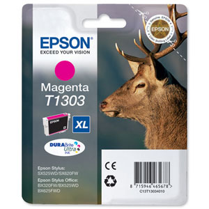 Epson T1303 Inkjet Cartridge DURABrite Stag XL Capacity 10.1ml Magenta Ref C13T13034010