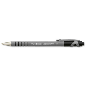Paper Mate Flexgrip Retractable Ball Pen Medium 1.0mm Tip 0.4mm Line Black Ref S0190393 [Pack 12]