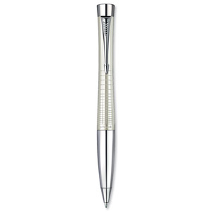 Parker Premium Urban Ball Pen Twist-action 1mm Line Pearl Lacquer and Chrome Trim Ref S0911450